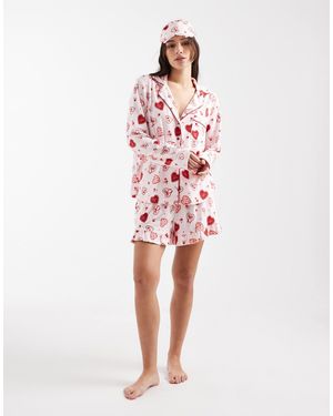 Miss Selfridge – superweicher pyjama mit herzmuster - Pink