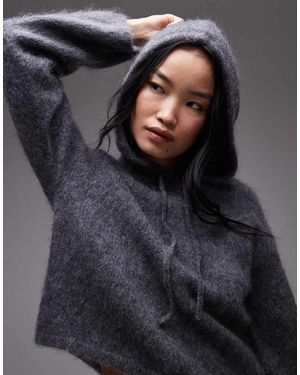 & Other Stories Superzachte Harige Gebreide Hoodie Van Mohair Met Strikdetail - Grijs