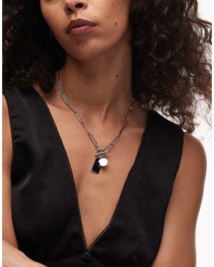 TOPSHOP Sally Waterproof Stainless Steel Chunky Chain Necklace With Charms - Black