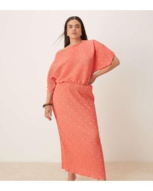 Never Fully Dressed Tilly Off Shoulder Plisse Midaxi Dress - Red