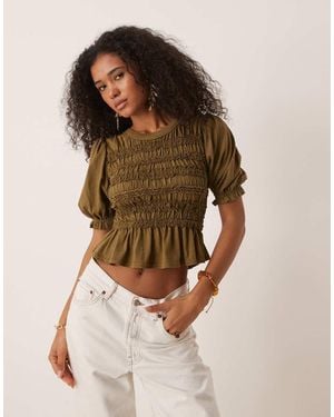 Free People Maxey Ruched Knit Top - Brown