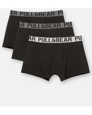 Pull&Bear Confezione Da 3 Paia Di Boxer Con Fascia Blu Gommata - Nero