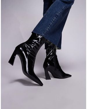 ASOS Ember Chisel Toe Sock Ankle Boots - Blue