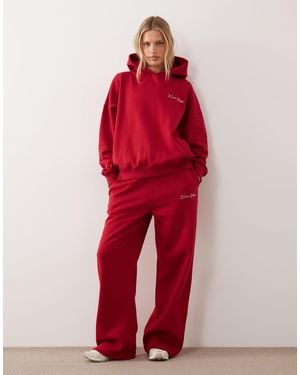 Kaiia Studio Cotton Rich Embroidered Logo Wide Leg sweatpants Co-ord