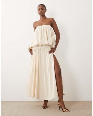 ASOS Bubble Bandeau Maxi Jurk Met Volle Rok - Naturel