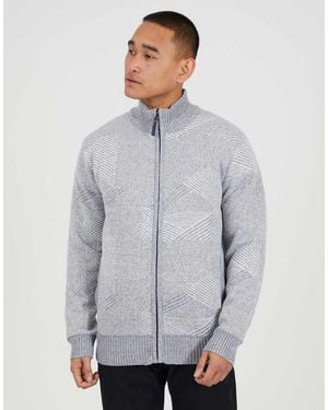 Brave Soul Funnel Neck Zip Through Knitted Jumper - Grey