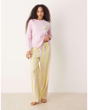 ASOS Pickle Print Oversized Long Sleeve Tee & Trouser Pajama Set - Pink