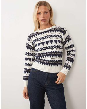 Wednesday's Girl Jersey Estampado Abstracto De Corazones En-Blanco - Azul