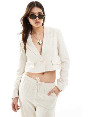 Pimkie Linen Look Cropped Blazer - White