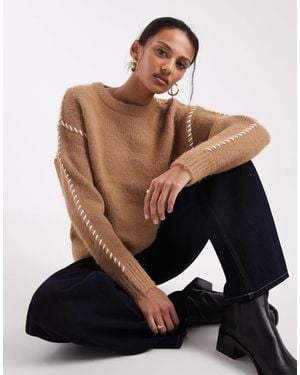 New Look Blanket Stitch Jumper - Natural