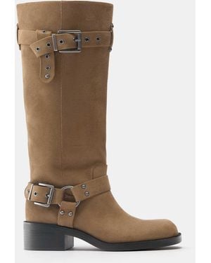 Pull&Bear – biker-stiefel - Braun