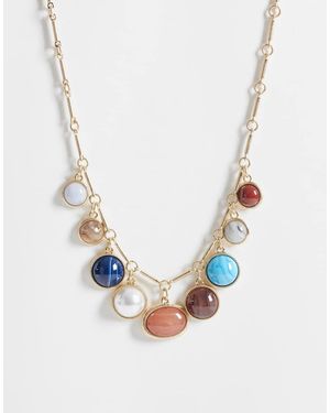 Reclaimed Vintage Collana Dorata Con Ciondoli E Gemme - Blu
