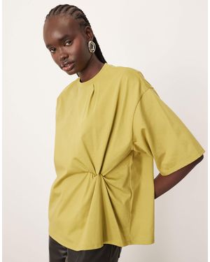 ARRANGE Jersey Knot Detail Oversized T-shirt - Yellow