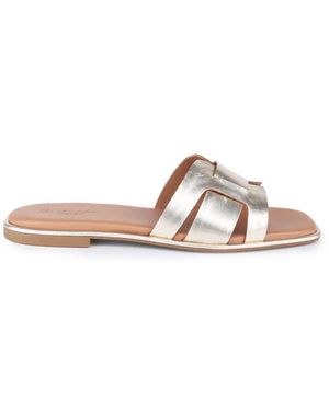OFF THE HOOK Heath Leather Slip On Flat Sandals - White