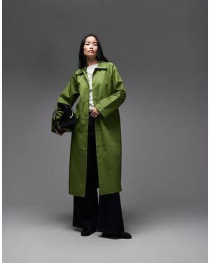 ASOS Raglan Sleeve Longline Car Coat - Green