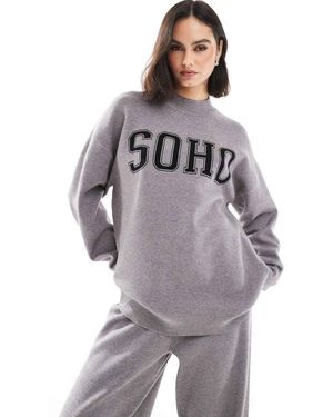 South Beach Jersey Con Cuello Alzado Y Estampado "Soho" De - Gris