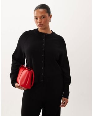 ASOS Asos Design Curve Compact Knit Boxy Cardigan Co-Ord - Black