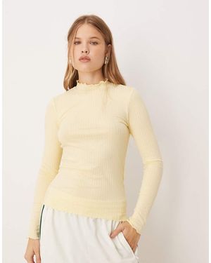Jdy Lettuce Edge Long Sleeve Top - Natural