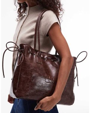 laagam Robbin Multi Pocket Faux Leather Bag - Brown