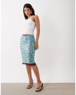 ASOS Printed Sequin Midi Skirt - White