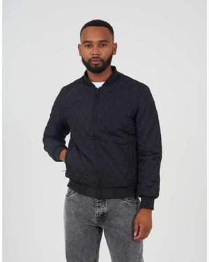 Brave Soul Diamond Quilted Bomber Jacket - Blue