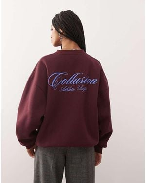 Collusion Felpa Color Bordeaux Con Grafica - Rosso