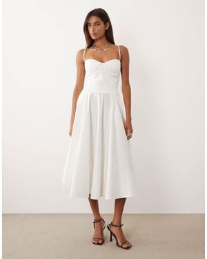 TFNC London Cotton Corset Detail Cami Midi Dress - White