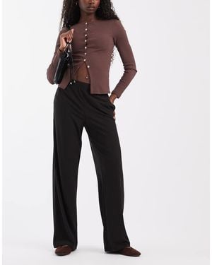 ONLY Alleen Broek Met Hoge Taille En Wijde Pijpen - Zwart