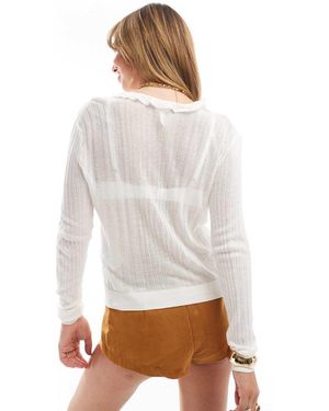 Object Gebreid Vest Met Ruches En Lange Mouwen - Wit