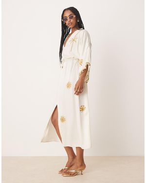 Hope & Ivy – kimono-wickelkleid - Natur