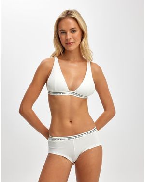 Cotton On Branded Cotton Plunge Triangle Bralette - White