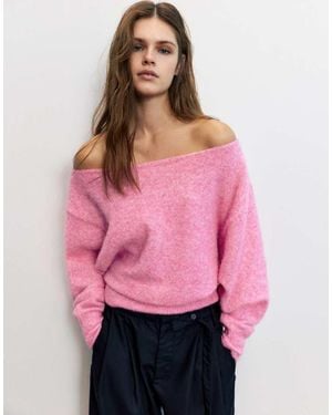 Pull&Bear Regular Fit Boat Neck Jumper - Pink