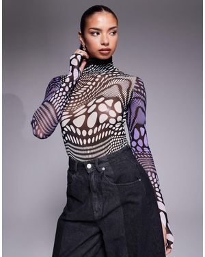 AFRM Roll Neck Long Sleeve Bodysuit - Blue