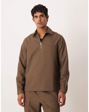 ASOS Co-Ord Relaxed Overhead Twill Shirt - Brown