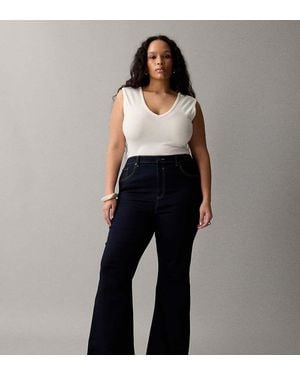 ASOS Vaqueros De Campana Muy Elásticos Con Diseño Moldeador Y Acabado Enjuagado De Asos Design Curve-Azul Marino - Negro