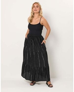 Yours Clothing Crinkle Maxi Beach Skirt - Black