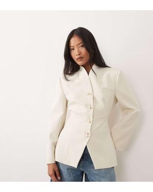 Miss Selfridge Collarless Blazer - Natural