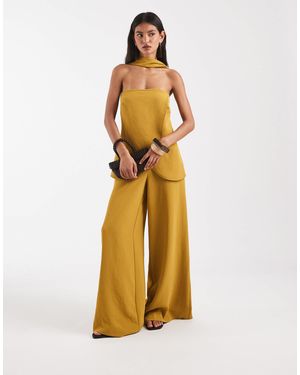 ASOS Corset Waist Palazzo Pants - Metallic