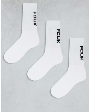 French Connection French Connection Fcuk 3 Pack Logo Crew Socks - White