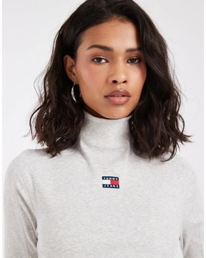 Tommy Hilfiger Badge Logo Mock Neck Long Sleeve T-shirt - White