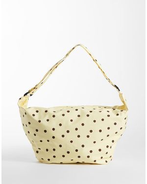 Pieces Bandolera Amarilla Extragrande Con Estampado De Lunares Marrones-Amarillo - Metálico