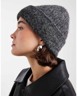 Vero Moda Hairy Yarn Chunky Knitted Beanie - Grey