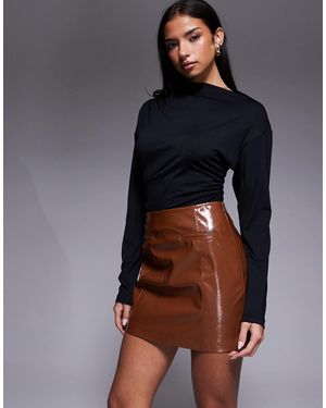 River Island Vinyl Pocket Mini Skirt - Brown