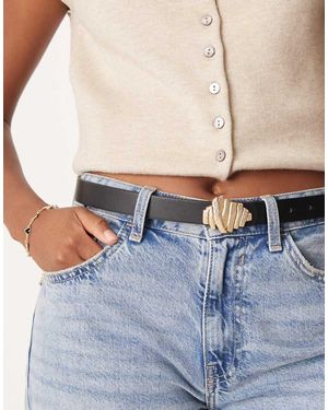 ASOS Waist And Hip Textured Plate Belt - Blue
