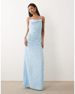 Vila Cowl Neck Textured Cami Maxi Dress - Blue