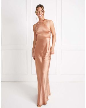 Six Stories Halter Neck Satin Bridesmaid Dress - Natural