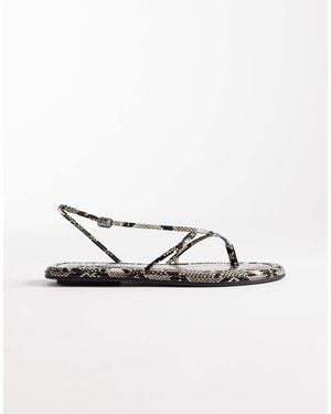 ASOS Freya Strappy Toe Thong Flat Sandals - Metallic