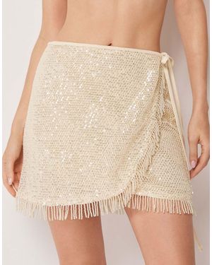 Calzedonia Sequin Net Beach Skirt - Natural