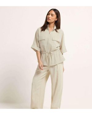 PixieGirl Petite Wide Leg Trousers - Natural