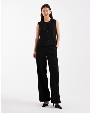 Object Pantalones De Vestir Negros Sin Cierres De Talle Medio Con Raya Diplomática Gris De (Parte De Un Conjunto)